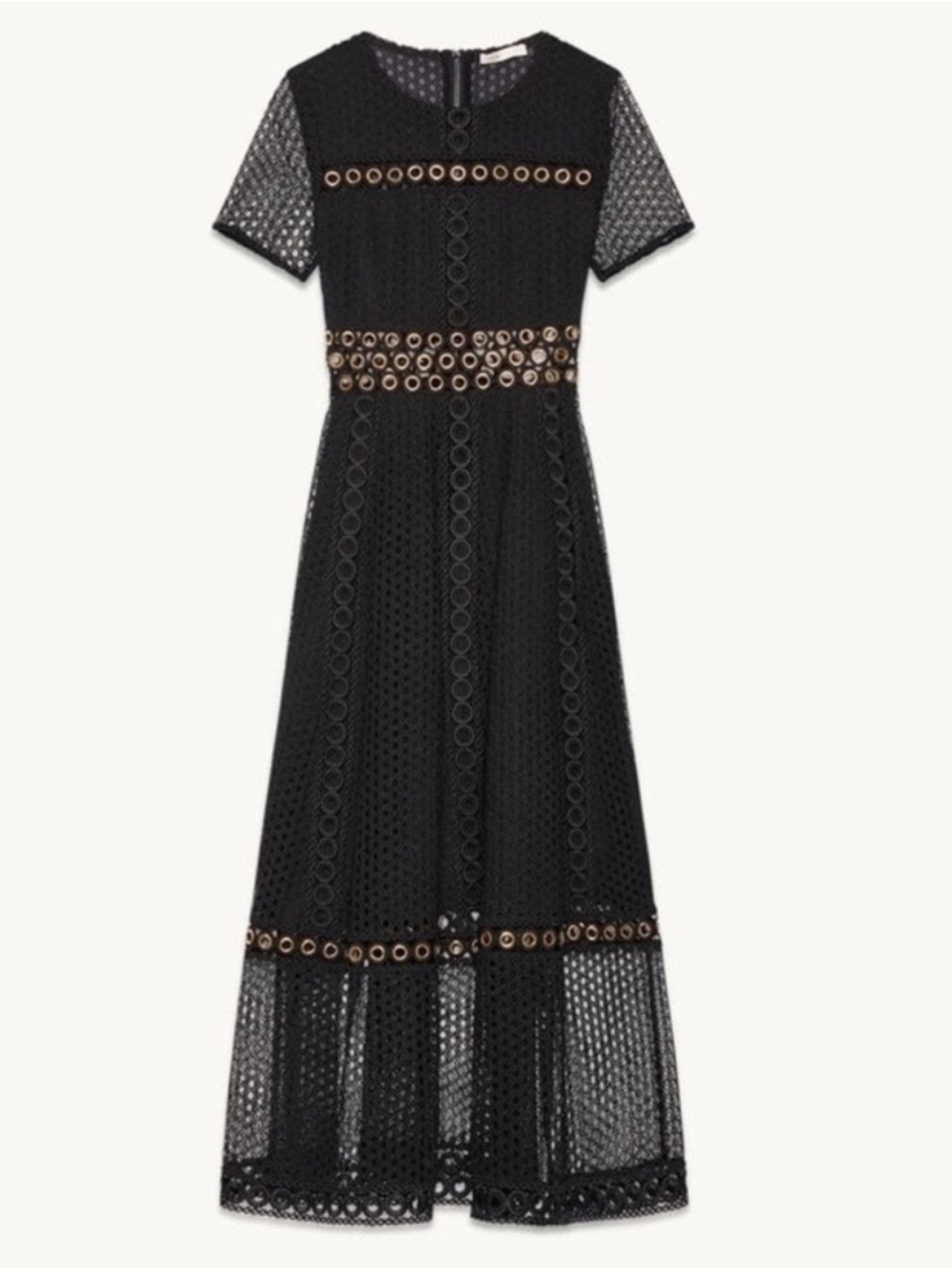 MAJE Eyelet Detail Lace Midi Dress.